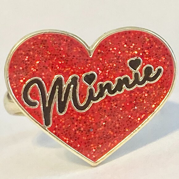 Vintage Disney Minnie Mouse Heart Ring Size 7 8 Signed Adjustable Red Enamel - Picture 4 of 12